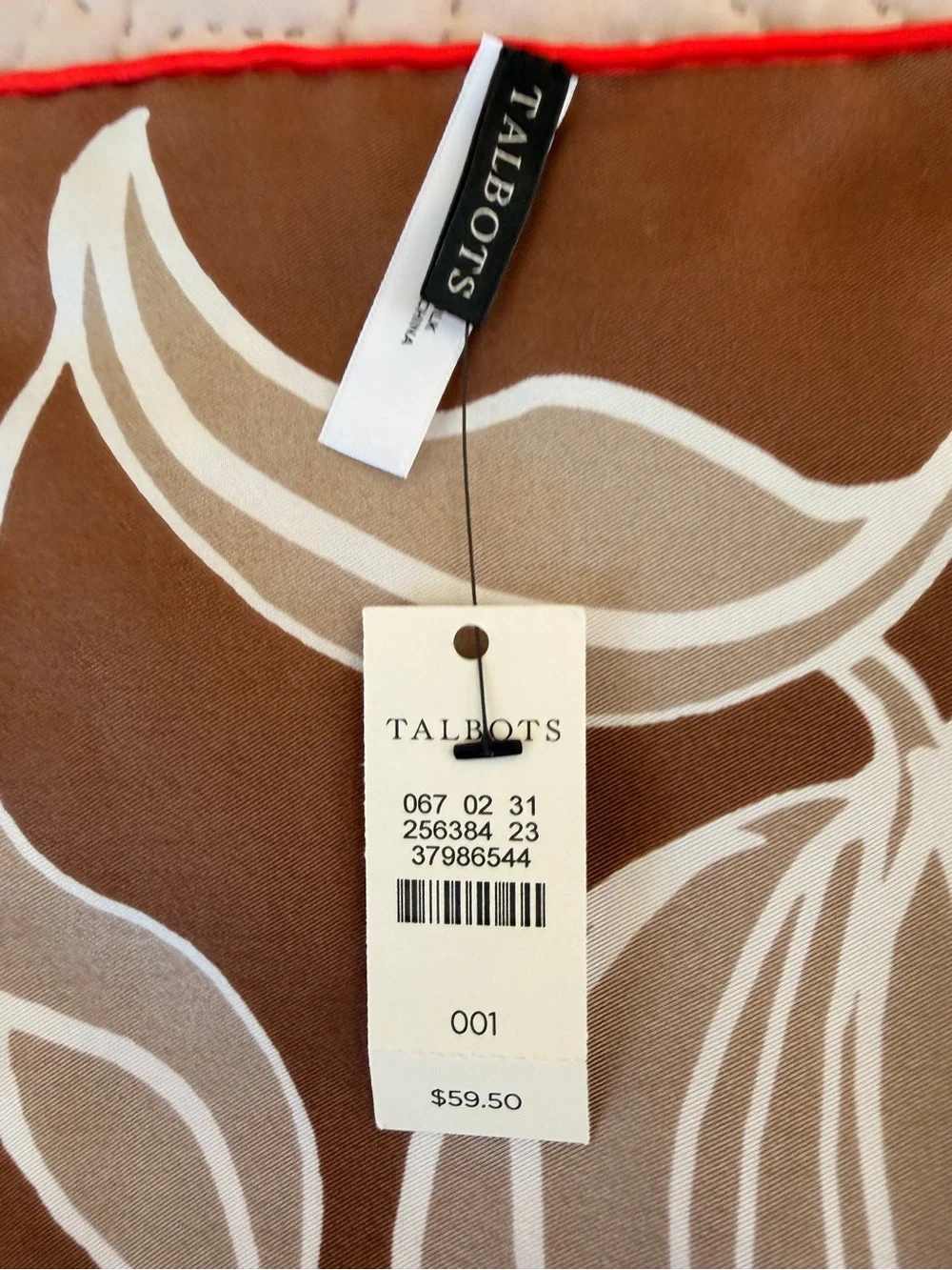 Talbots Brown, Hot Pink, Orange Silk Scarf